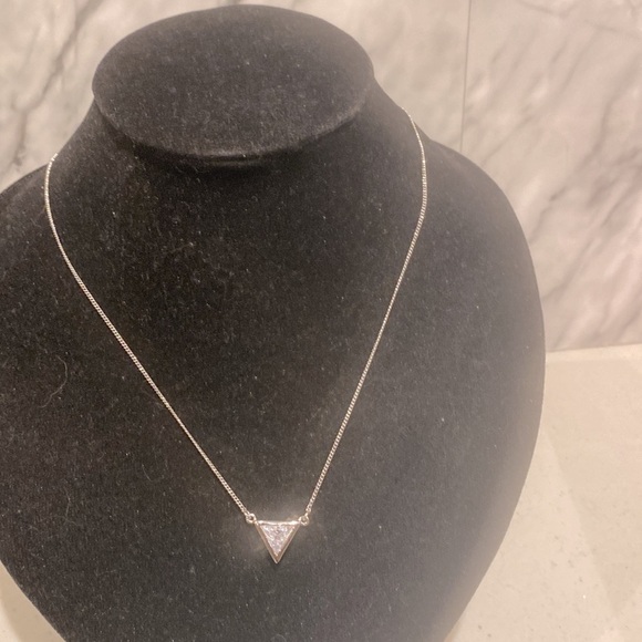 Elegant CZ Triangle Pendant Necklace - Picture 4 of 7